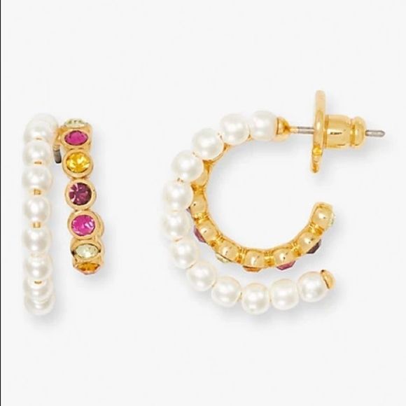 kate spade Jewelry - Kate Spade pearl caviar double huggies
